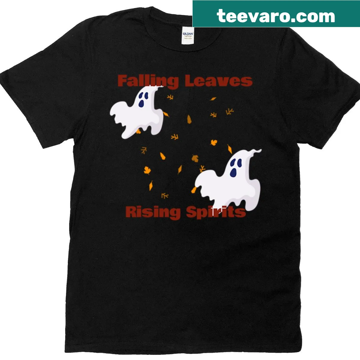 T-shirt with an illustration of falling leaves symbolizing autumn — on a men's t-shirt