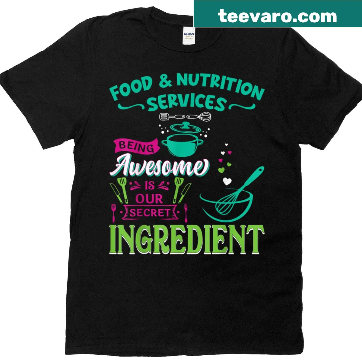 T-shirt honoring lunch ladies with the phrase 'Secret Ingredient' — on a men's t-shirt