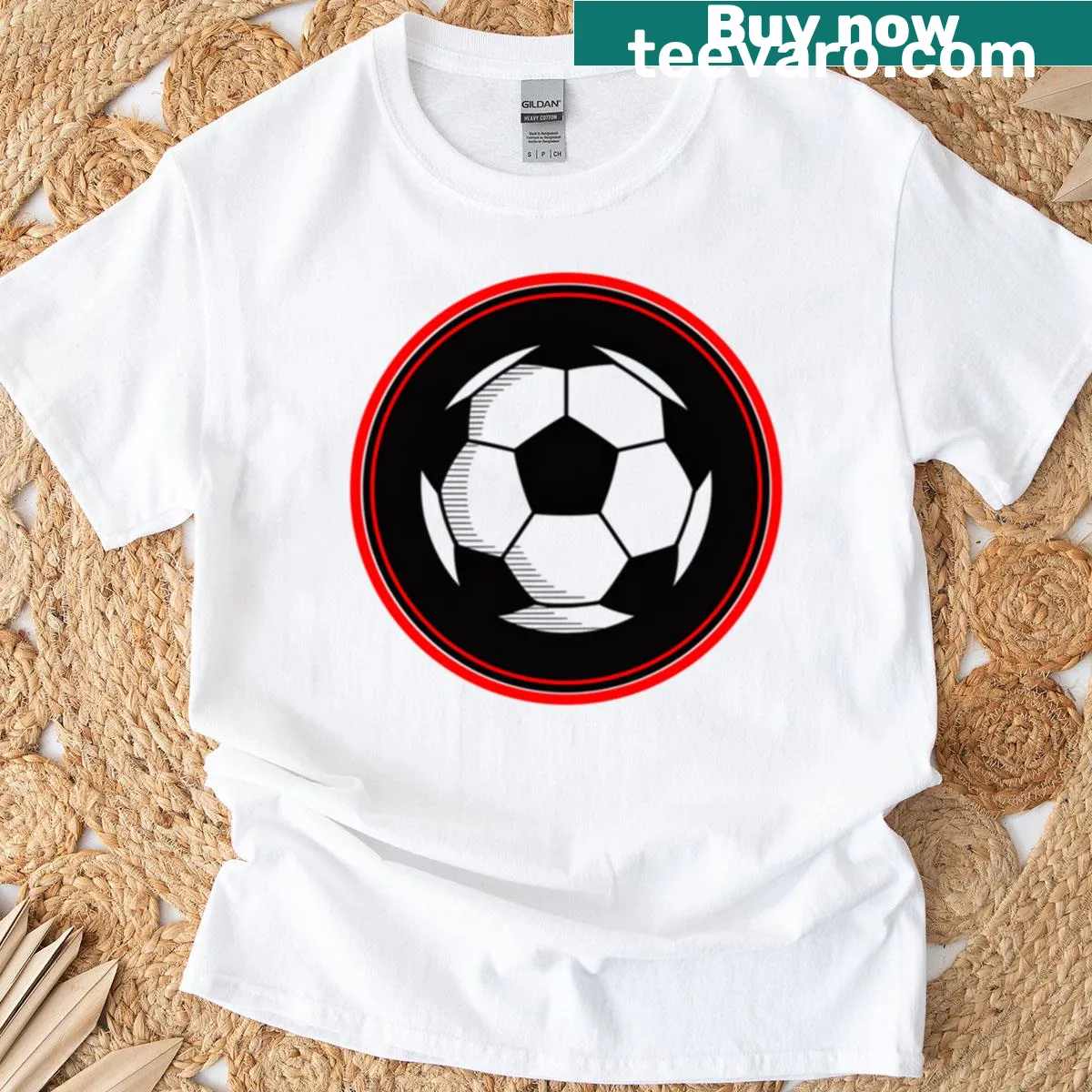 Minimalist football icon design on a t-shirt — on a men's t-shirt