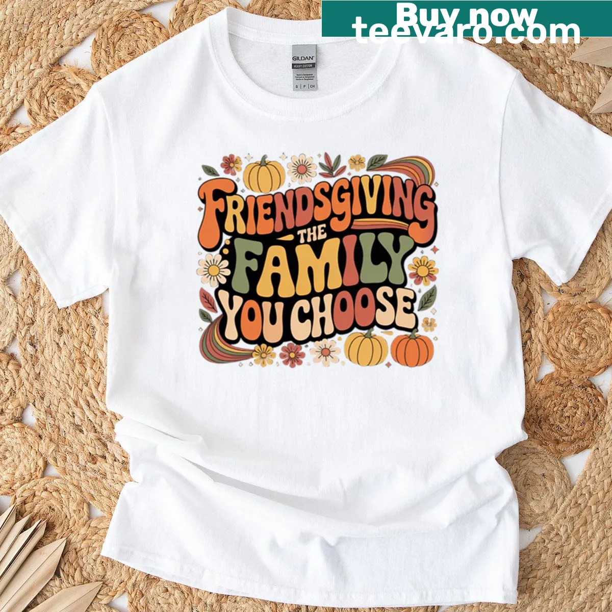 Funny Friendsgiving quote t-shirt — on a men's t-shirt