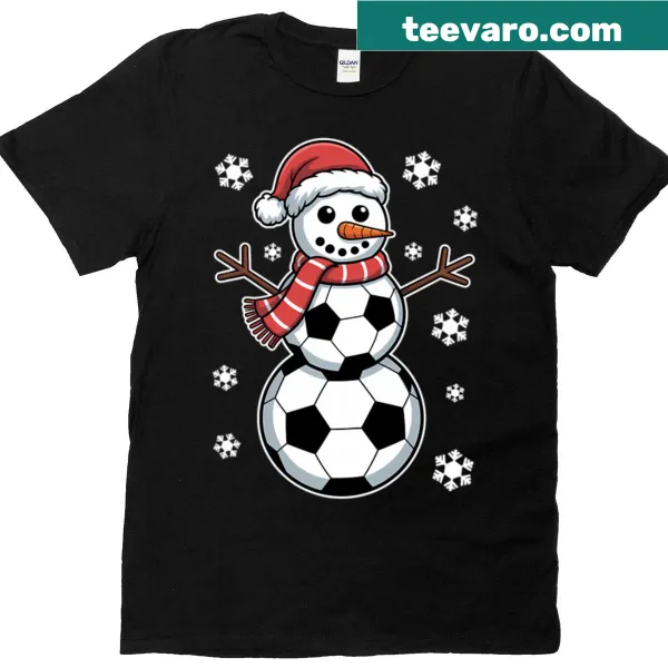 Whimsical snowman made of soccer balls for Christmas T-shirt