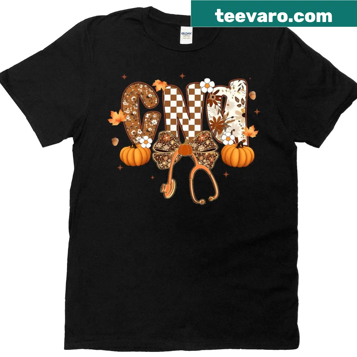 Cute CNA nurse t-shirt with bow and stethoscope design — on a men's t-shirt