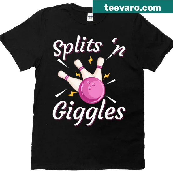 Funny bowling team t-shirt with the slogan 'Splits 39n Giggles'