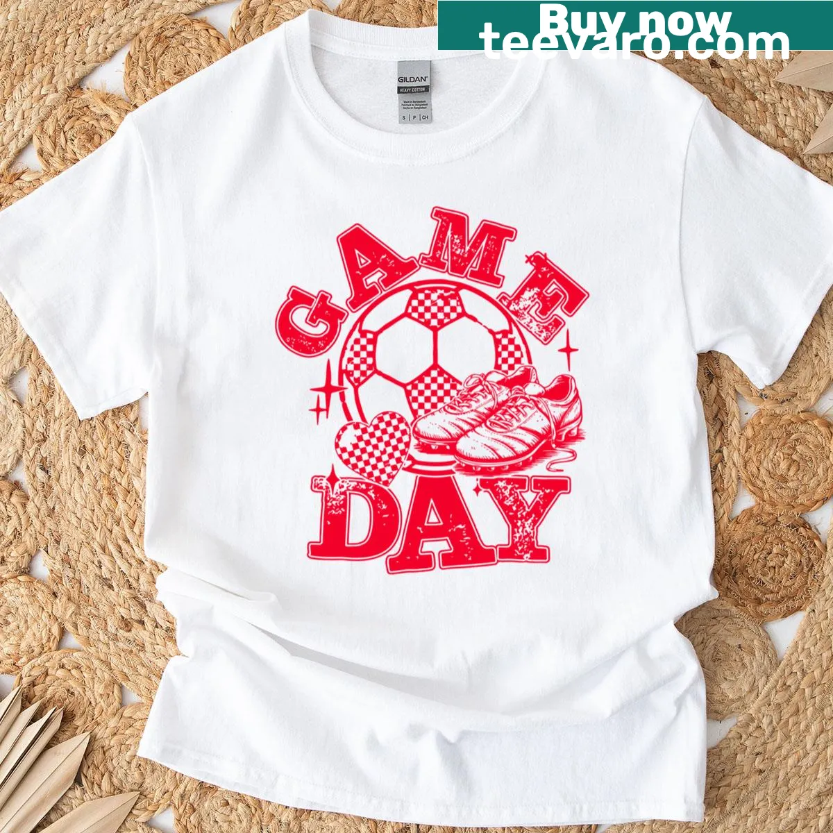 Retro varsity sports design for soccer fans — on a men's t-shirt
