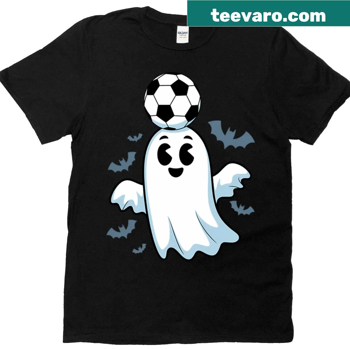 Ghost playing soccer t-shirt with a fun illustration — on a men's t-shirt