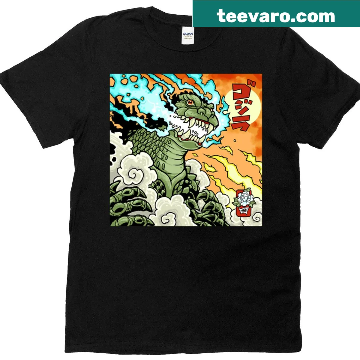 Iconic Godzilla graphic T-shirt featuring the legendary creature in action — on a men's t-shirt