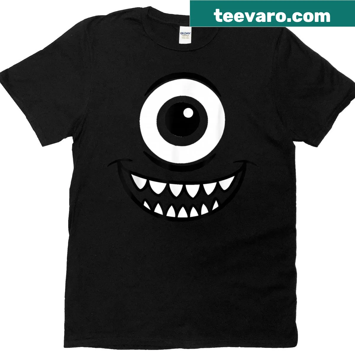 Goofy one-eyed monster face graphic for Halloween — on a men's t-shirt