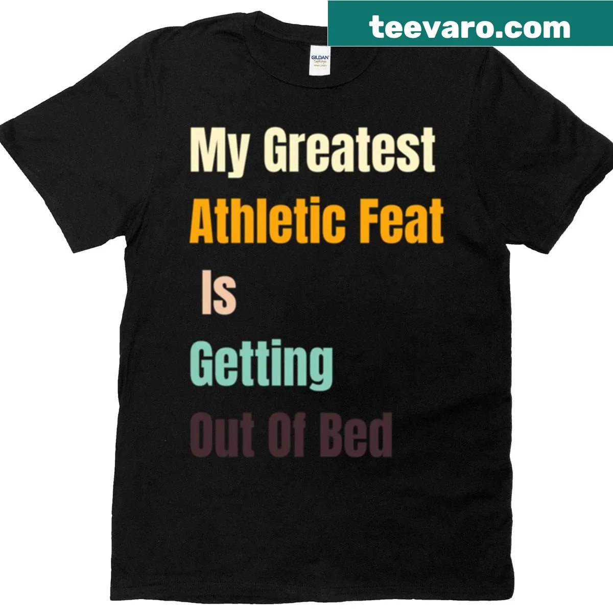 T-shirt featuring the motivational phrase 'Greatest Achievement' in a stylish font — on a men's t-shirt