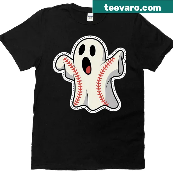 Whimsical ghost in baseball gear Halloween costume shirt