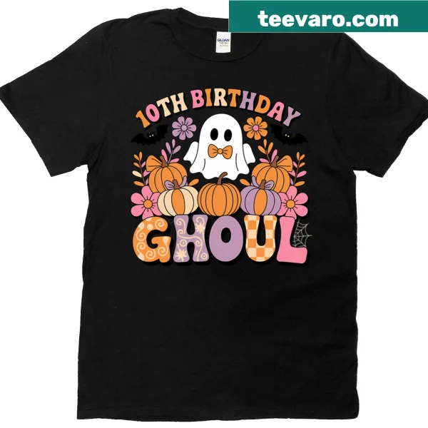 Spooky ghost graphic for a 10th birthday shirt