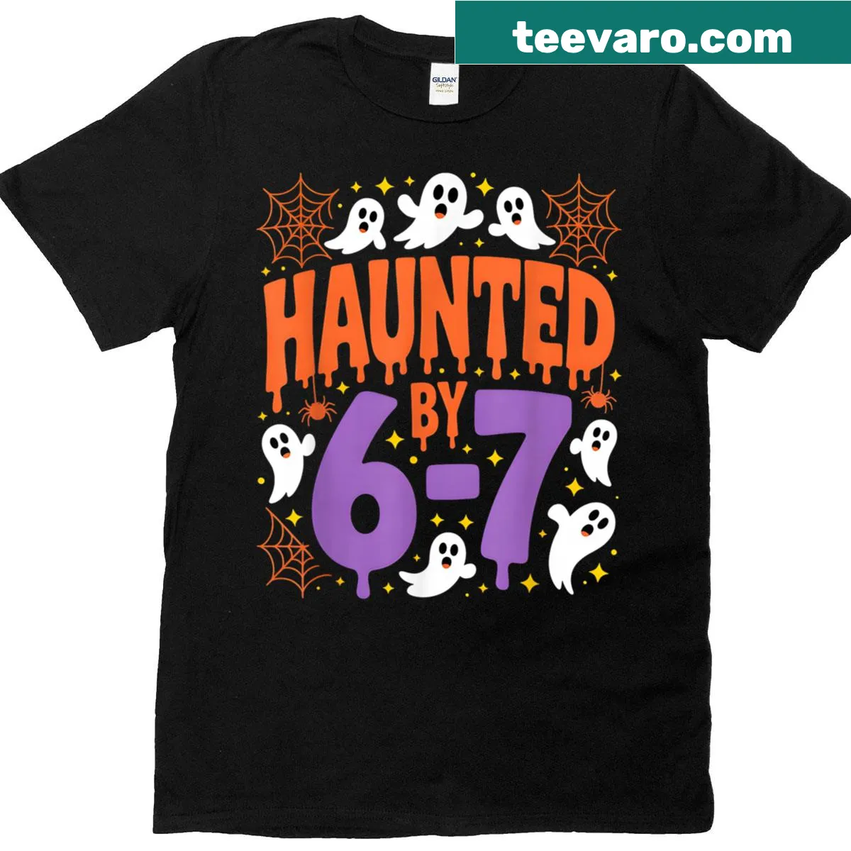 Humorous design of ghosts and spiders for Halloween — on a men's t-shirt