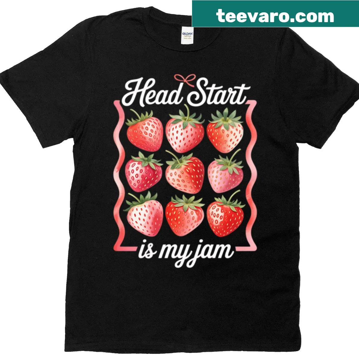 Illustration of a strawberry with the text 'Head Start Is My Jam' for teachers — on a men's t-shirt