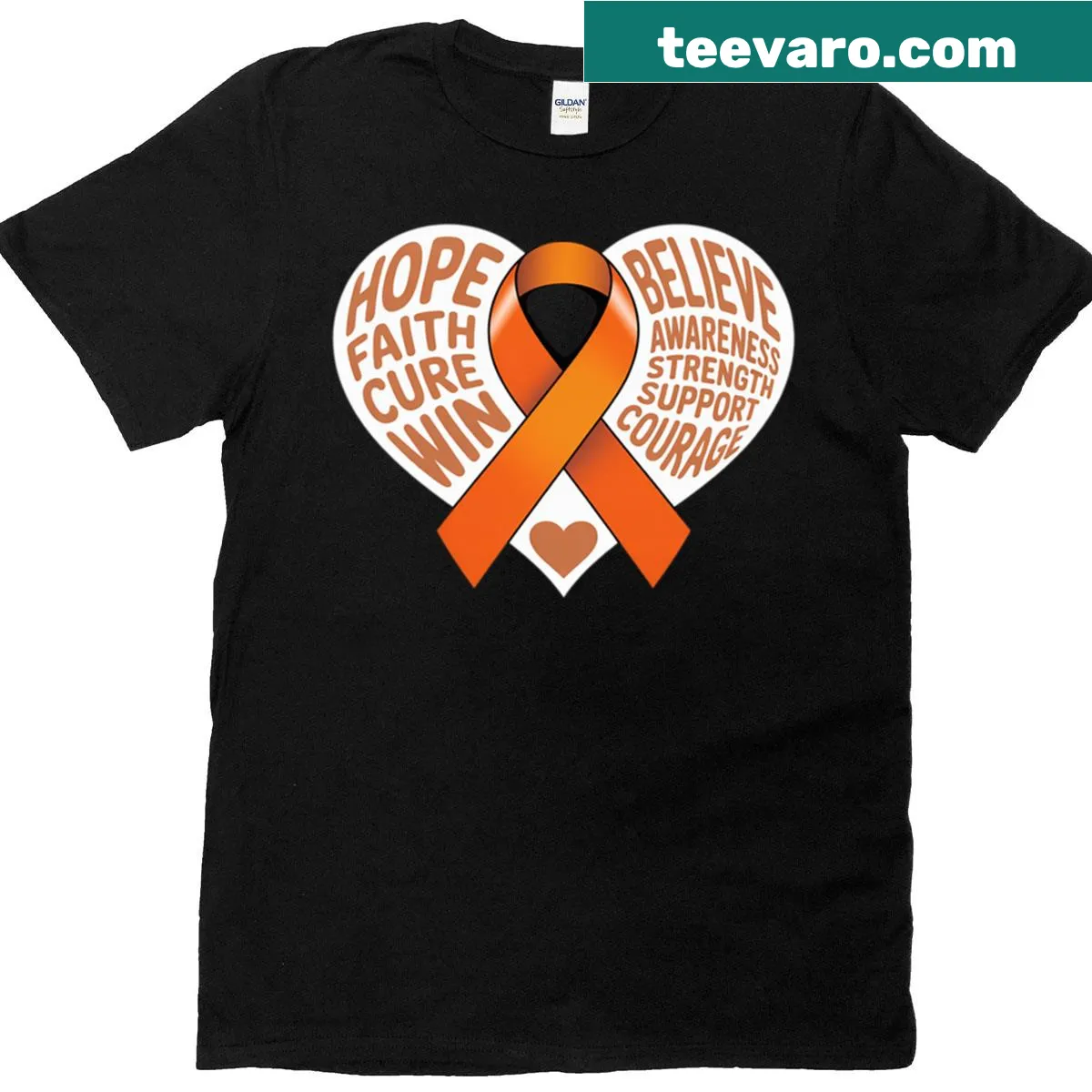 Awareness ribbon graphic T-shirt supporting leukemia and cancer warriors — on a men's t-shirt