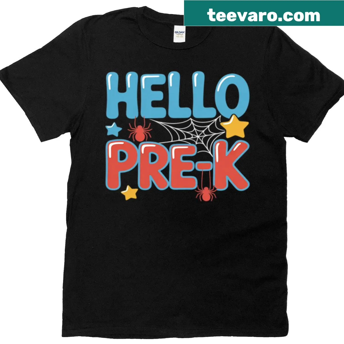 Pre-k team t-shirt featuring a playful spider and bold text — on a men's t-shirt