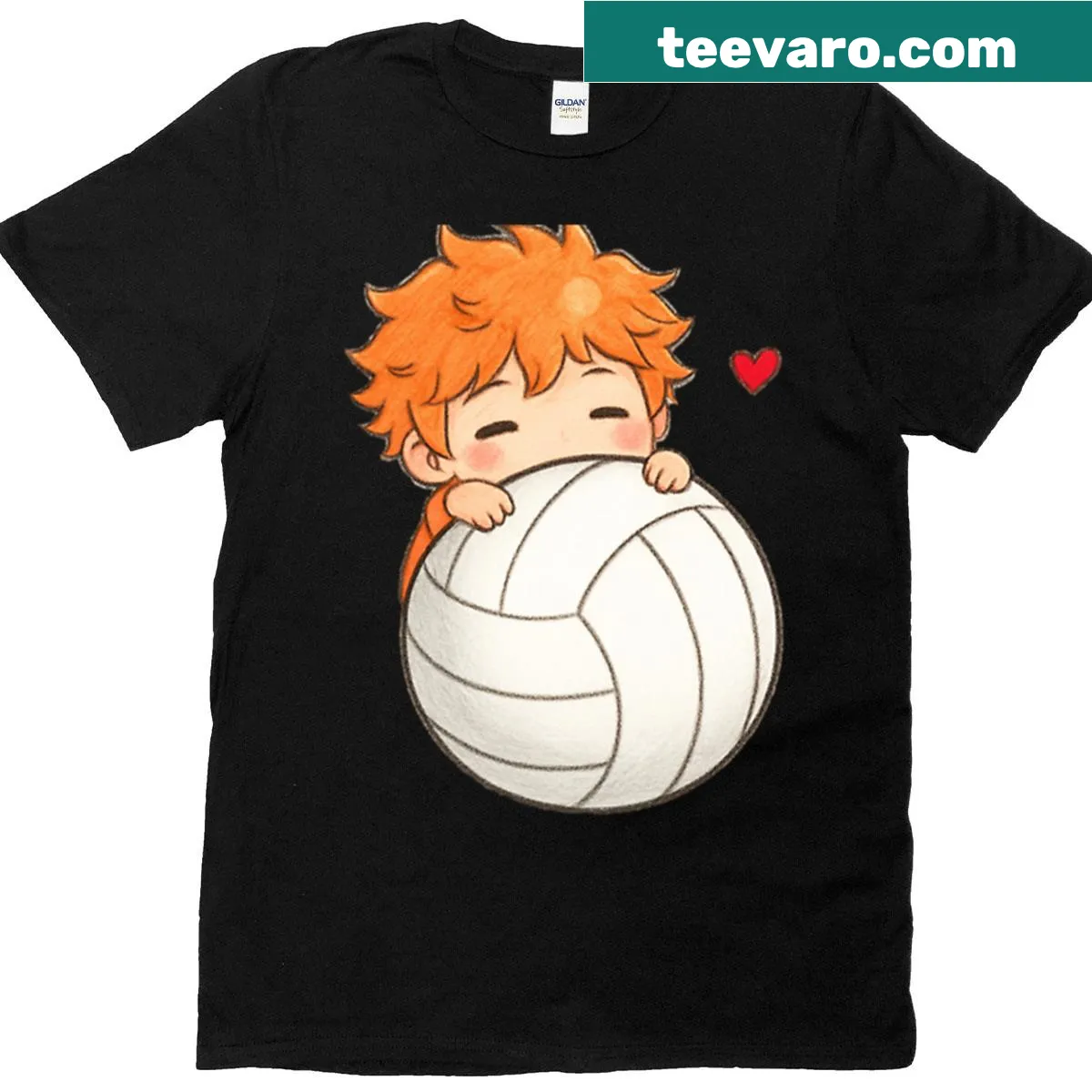 Hinata illustration sleeping with a volleyball — on a men's t-shirt