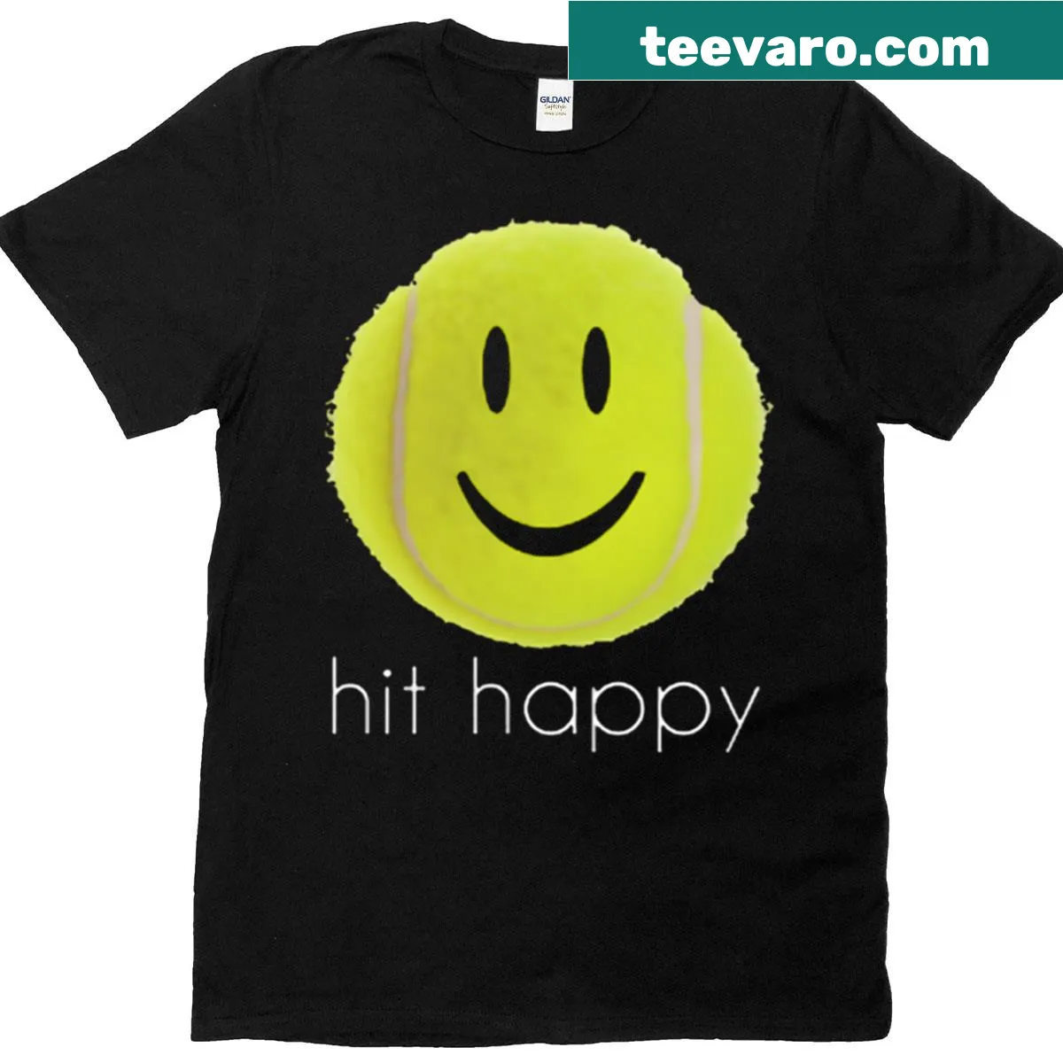 Cheerful tennis graphic t-shirt — on a men's t-shirt