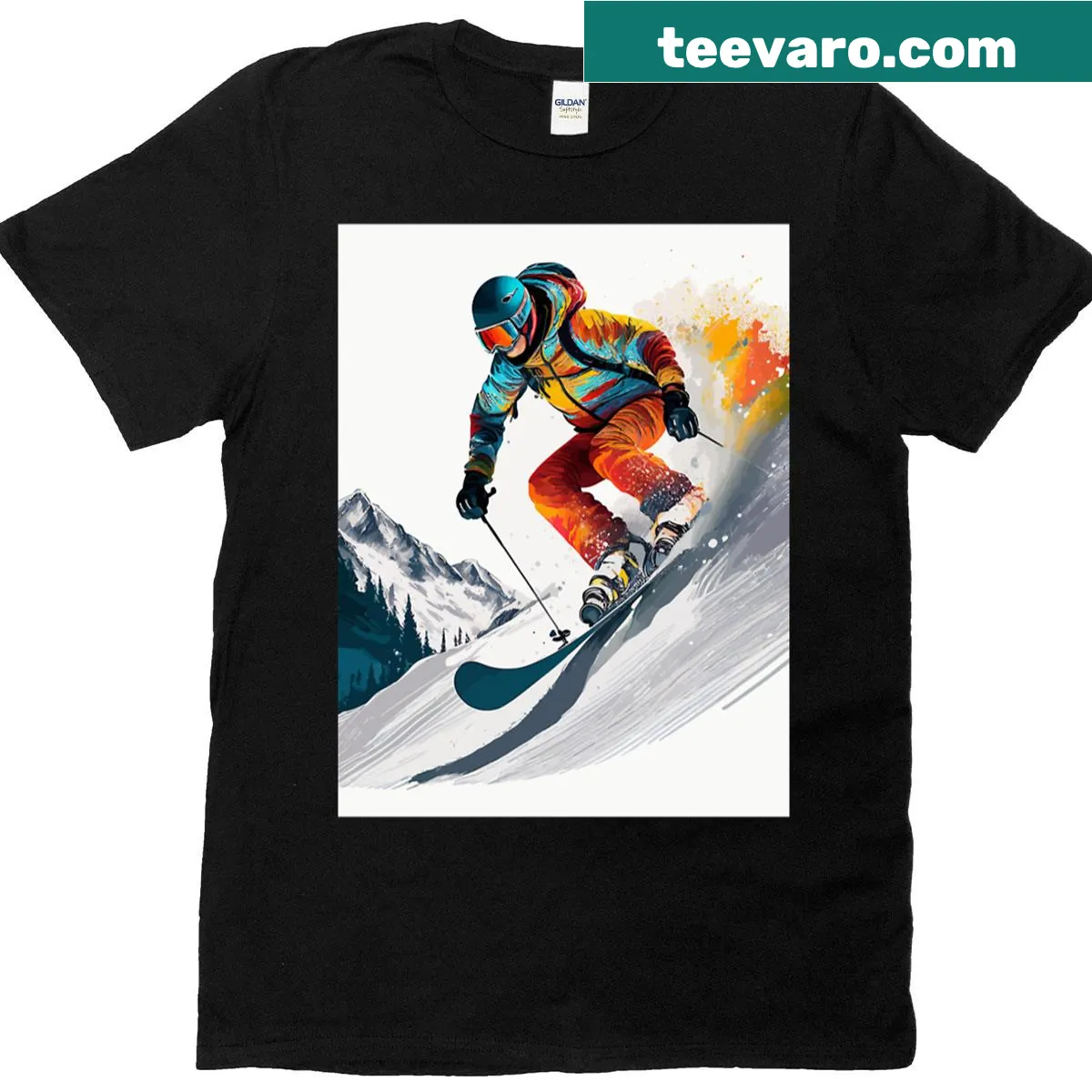 Winter-themed t-shirt with text encouraging winter sports enjoyment — on a men's t-shirt