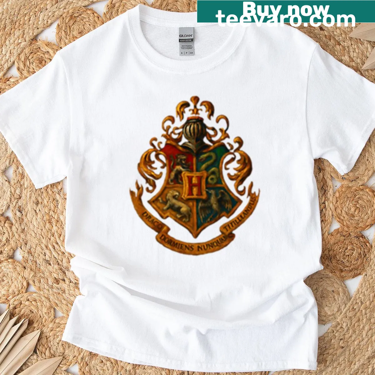 Hogwarts Crest t-shirt showcasing the school emblem — on a men's t-shirt
