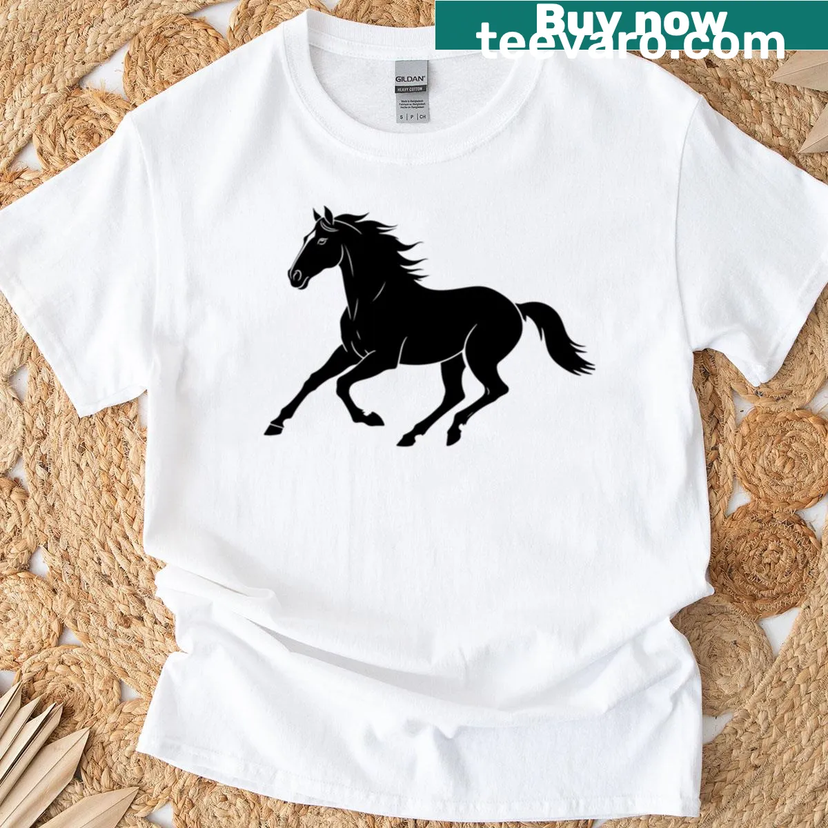 Minimalist horse silhouette t-shirt — on a men's t-shirt