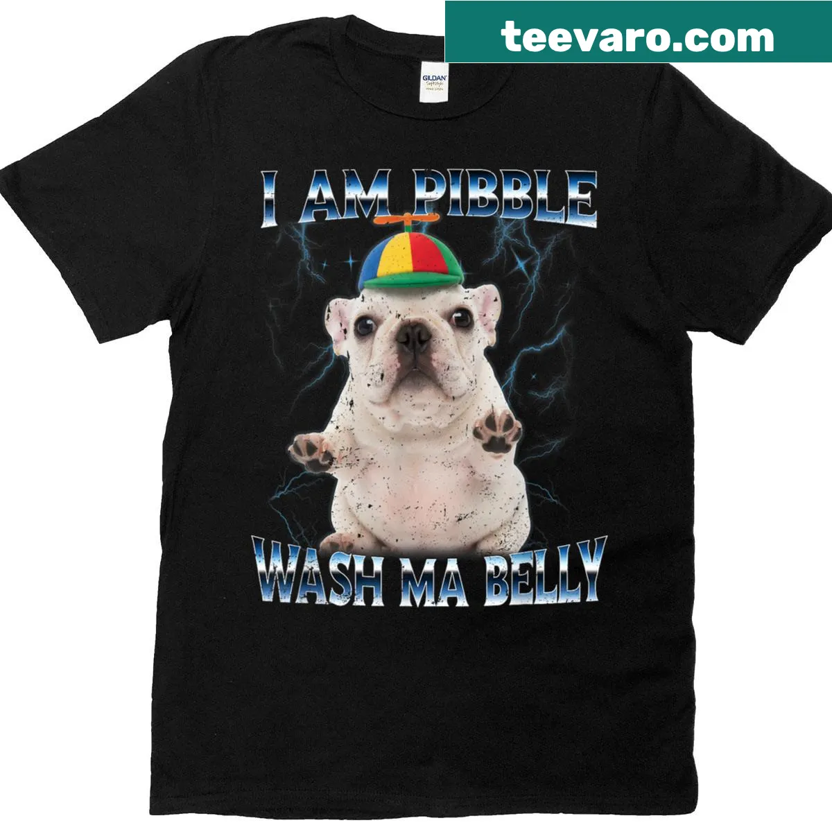 Funny Pibble dog T-shirt with humorous phrase about cleaning — on a men's t-shirt