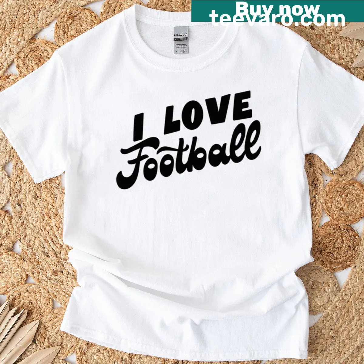 T-shirt with bold typography stating 'I Love Football' — on a men's t-shirt