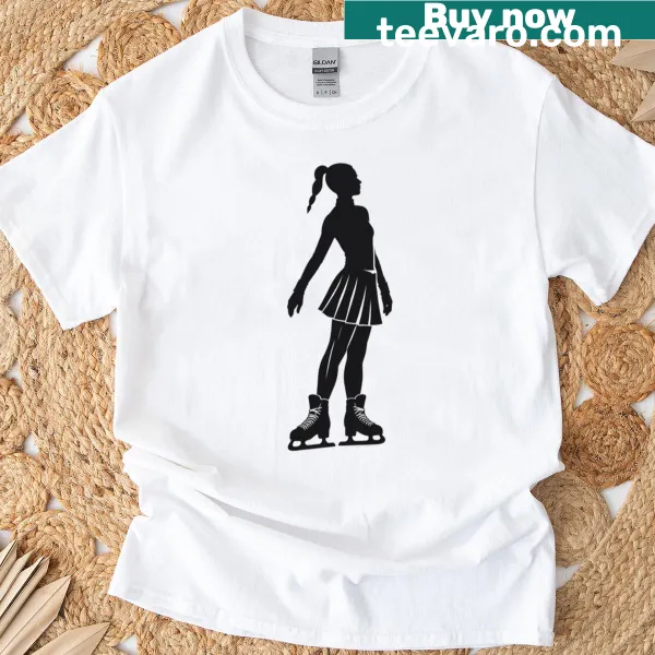 Minimalist silhouette logo t-shirt of an ice figure skater