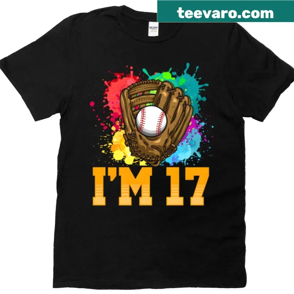 Graphic tee with sports glove celebrating turning 17