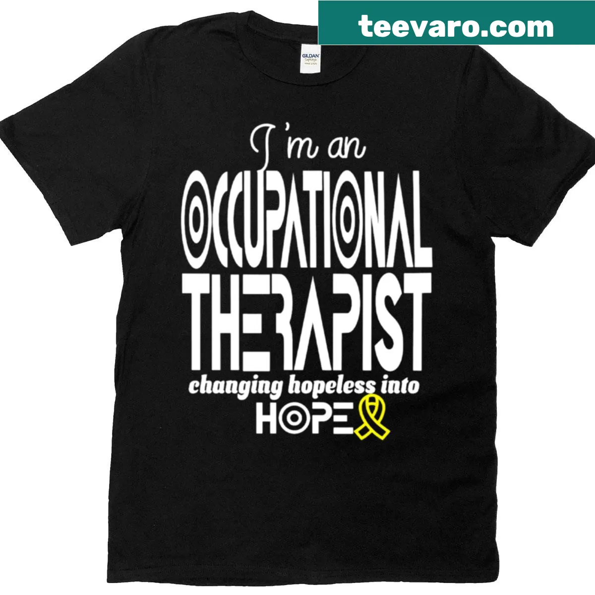 Text graphic showcasing the role of occupational therapists — on a men's t-shirt
