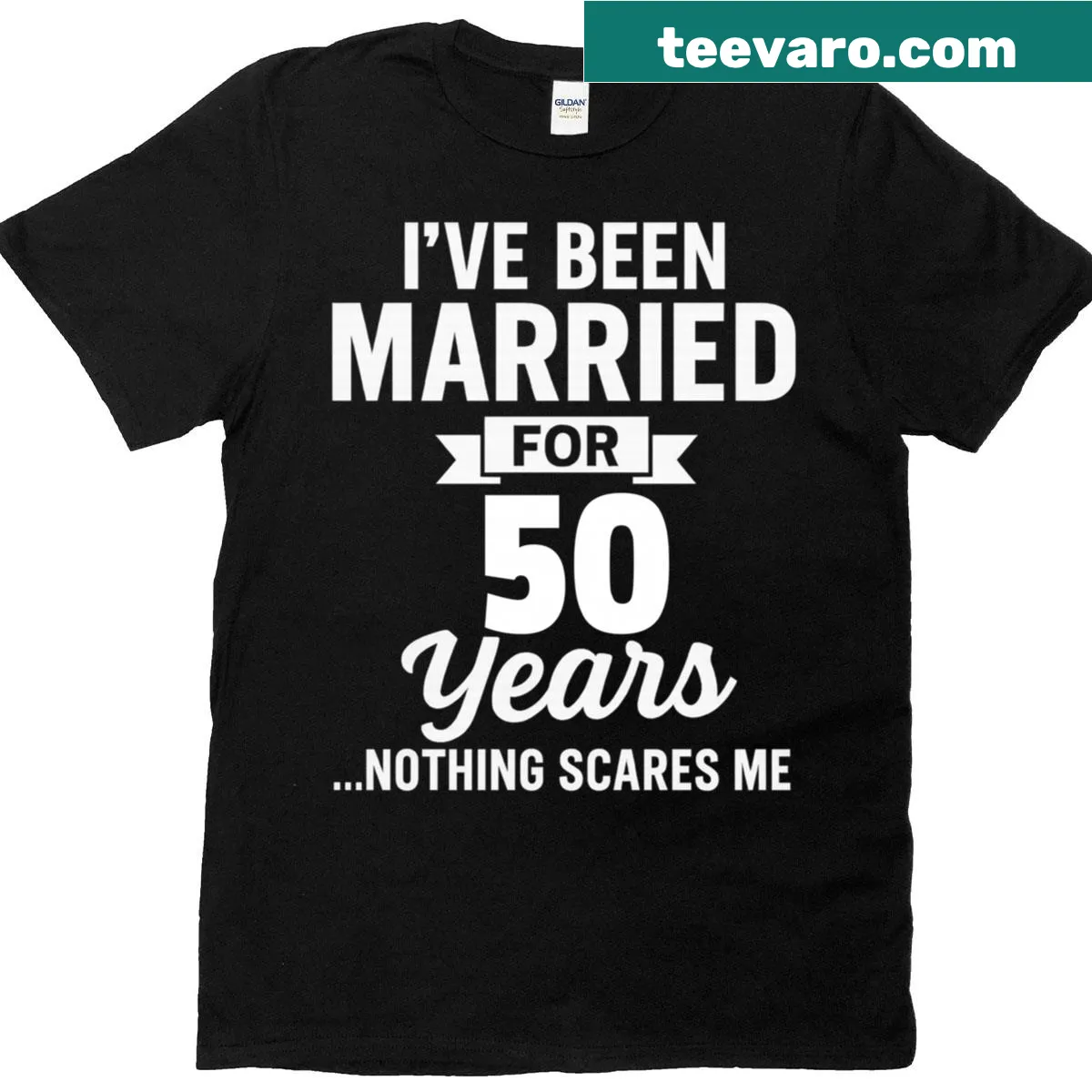 T-shirt with humorous text about 50 years of marriage — on a men's t-shirt