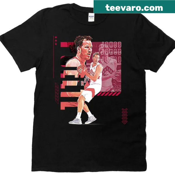 Illustration of J Poeltl basketball player on t-shirt
