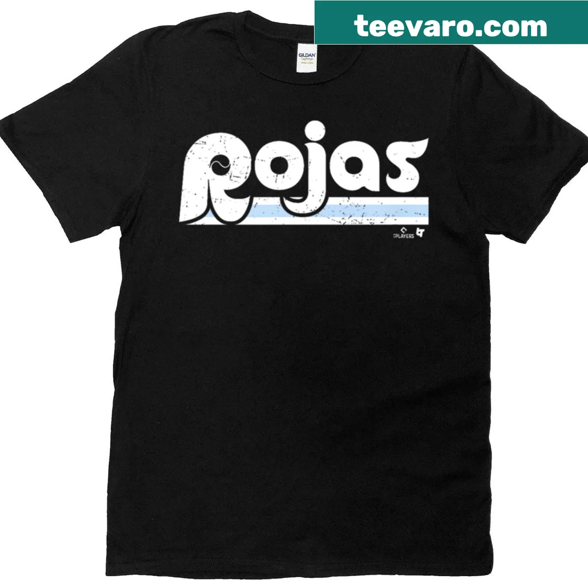 Philadelphia Baseball fan t-shirt featuring Johan Rojas design — on a men's t-shirt