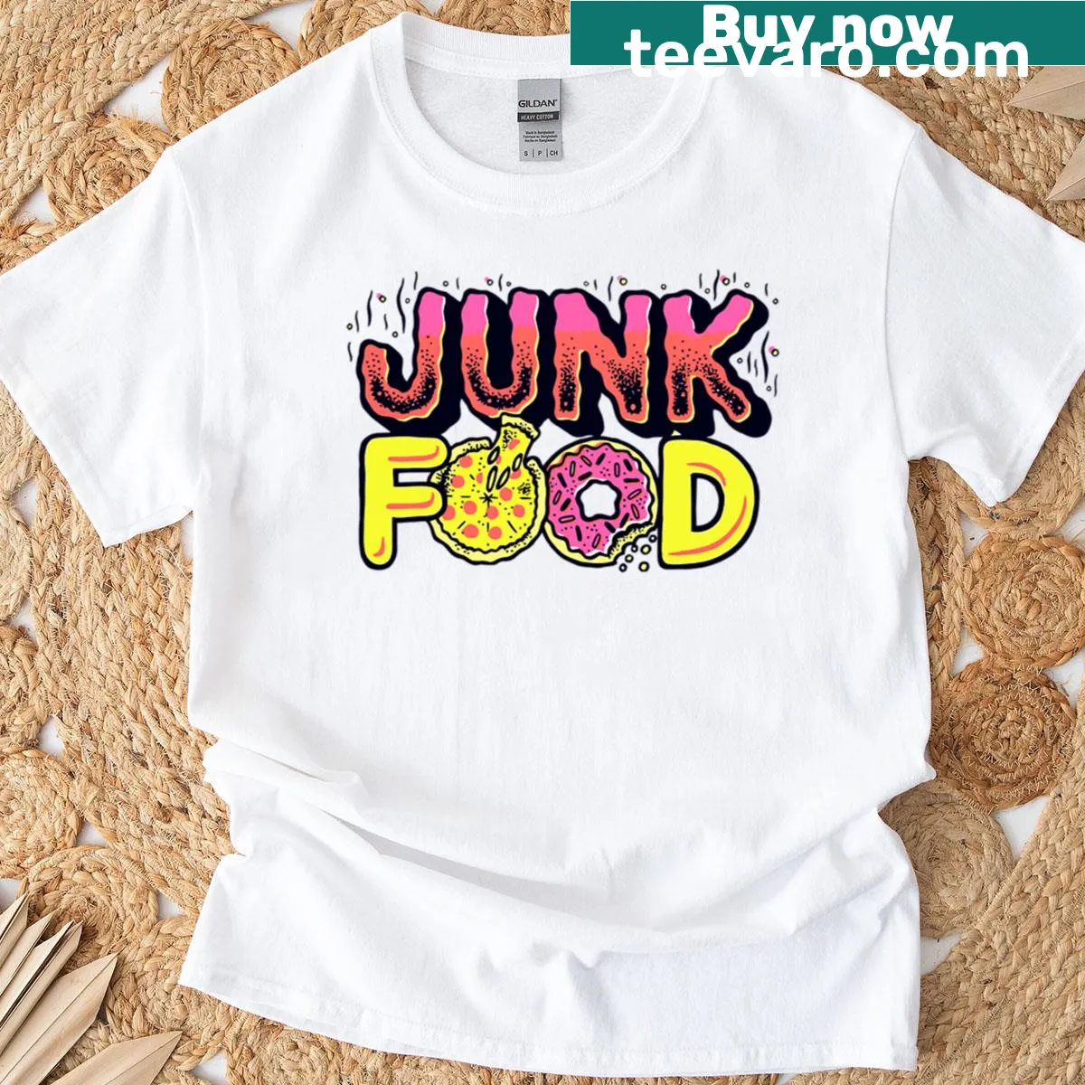 Vintage distressed T-shirt with sarcastic junk food humor. — on a men's t-shirt