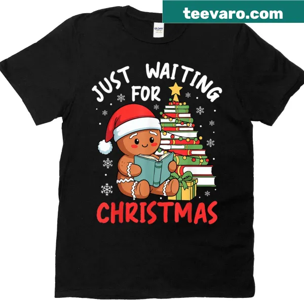 Gingerbread character and book illustration on Christmas T-shirt