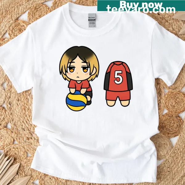 Chibi Kenma and Kuroo graphic on a T-shirt