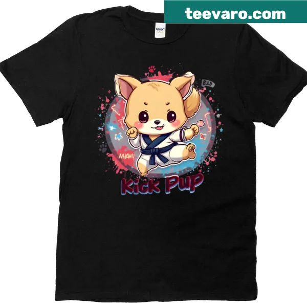 Kawaii cartoon Jindo dog in a Taekwondo pose