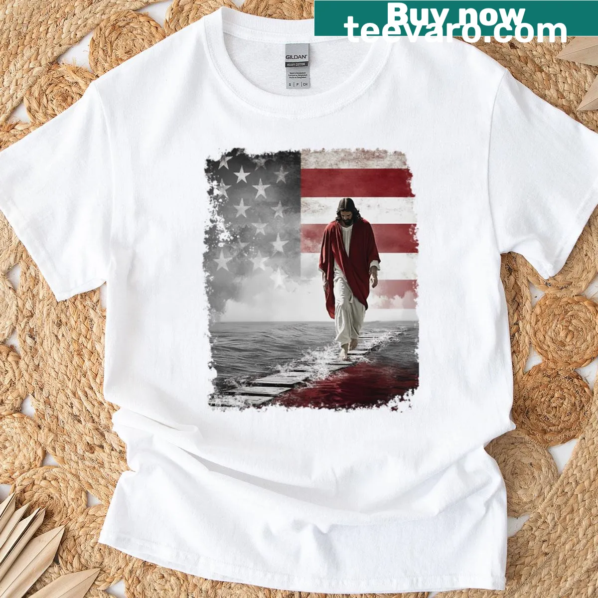 Faith-themed t-shirt featuring 'King Jesus Christ' in elegant typography — on a men's t-shirt