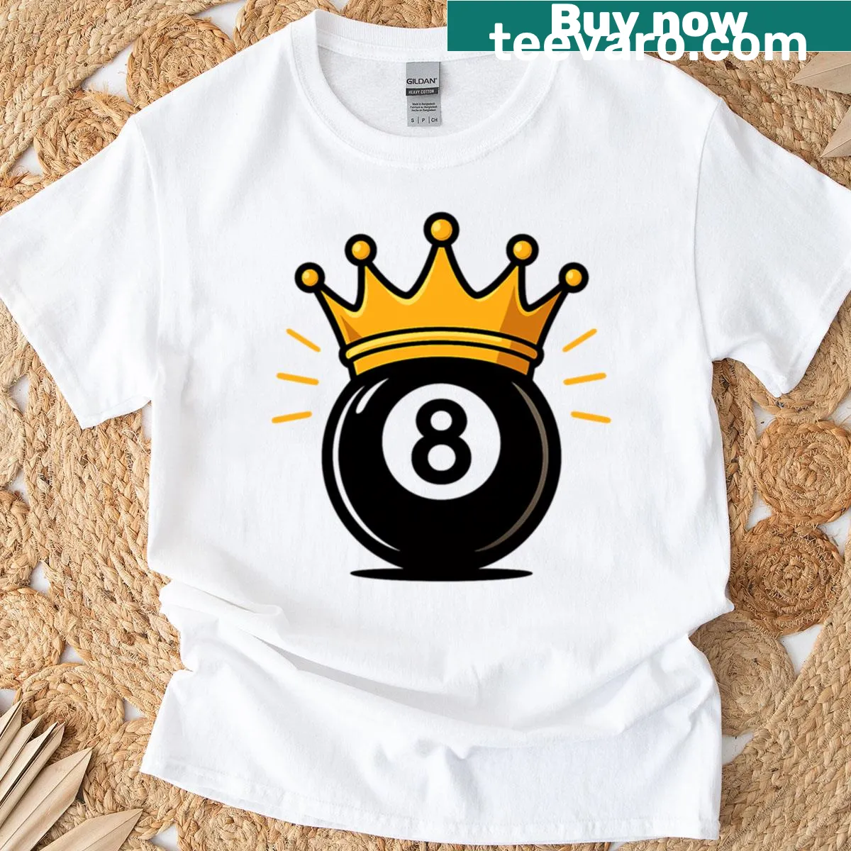 Cartoon design of King of the 8-ball on a t-shirt — on a men's t-shirt