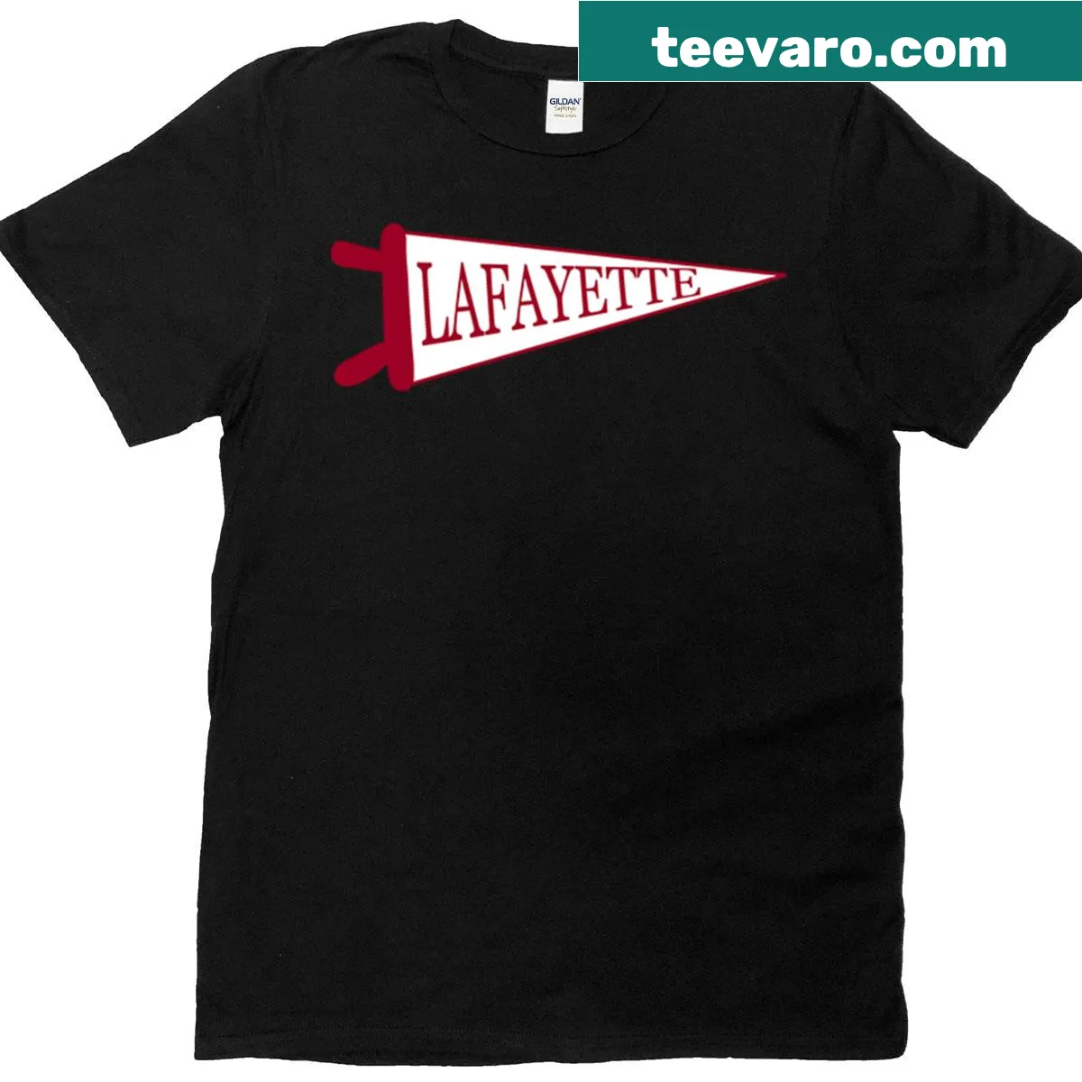 Lafayette College flag emblem on a T-shirt — on a men's t-shirt
