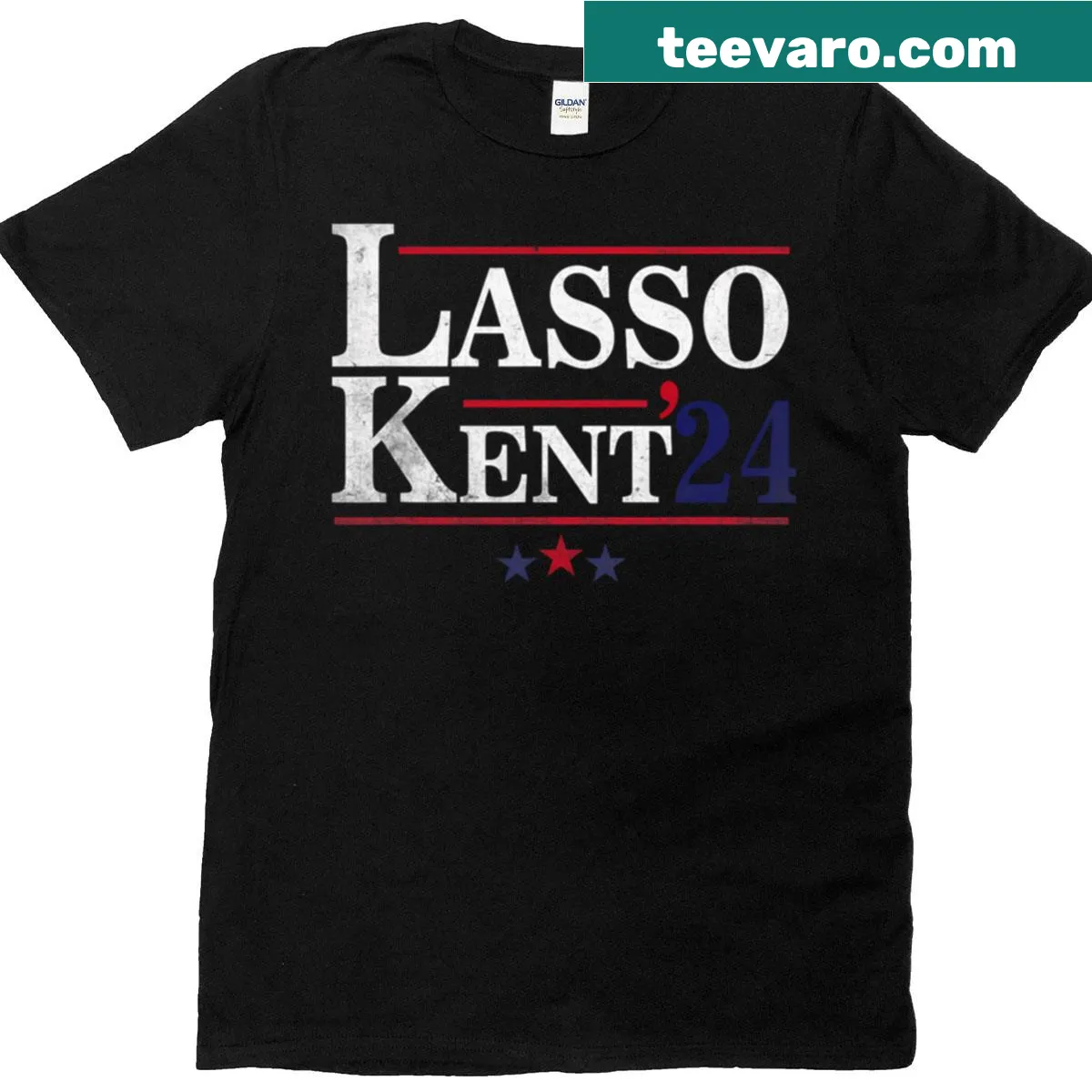 Funny sports T-shirt with 'Lasso Kent39 24' text in bold typography — on a men's t-shirt
