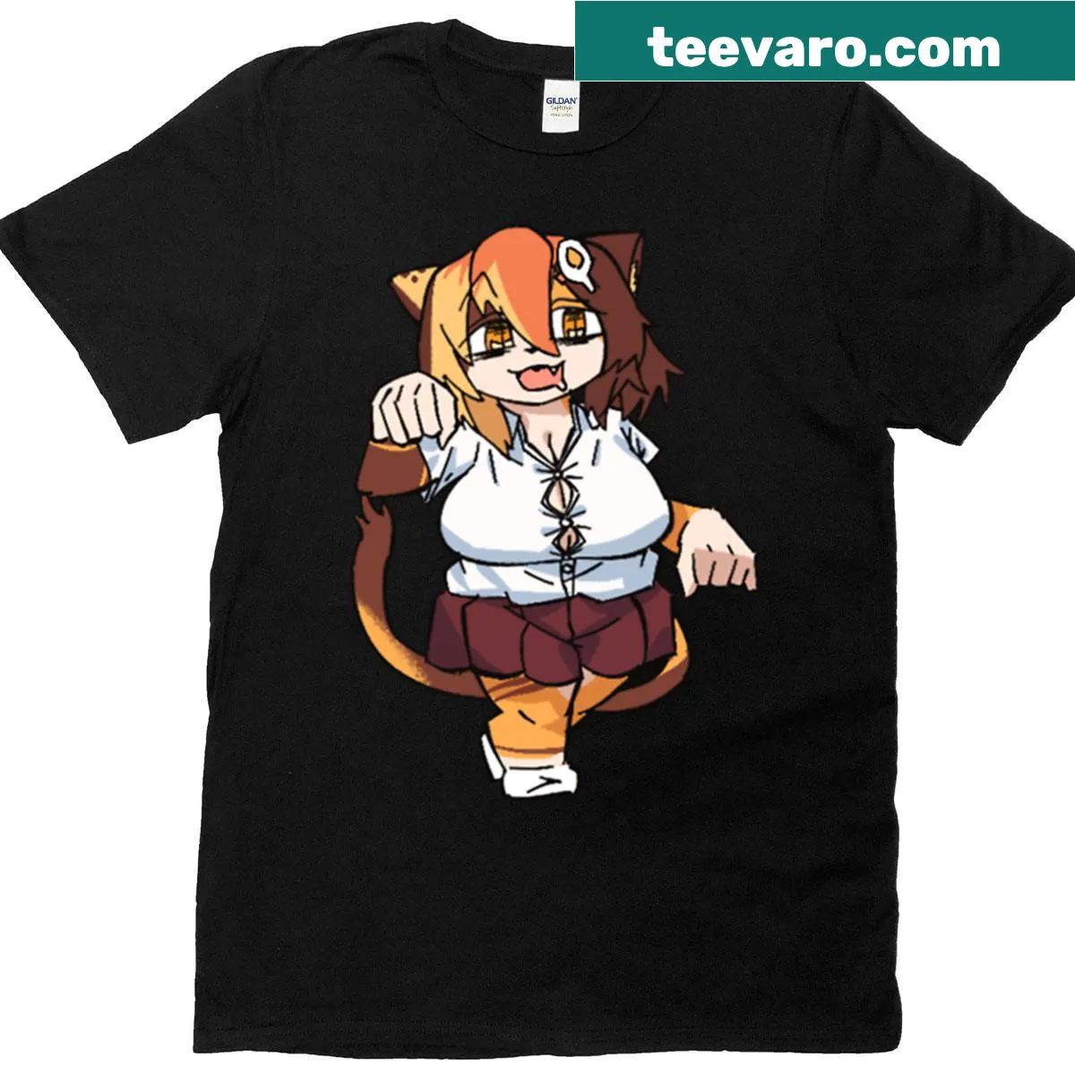 Cartoon design of Lil Nekotsuki on a t-shirt — on a men's t-shirt