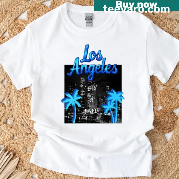 Los Angeles themed T-shirt featuring a playful illustration of the city.