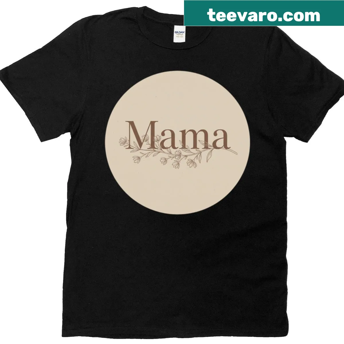 Minimalist 'Mama' hand-lettered T-shirt in serif style — on a men's t-shirt