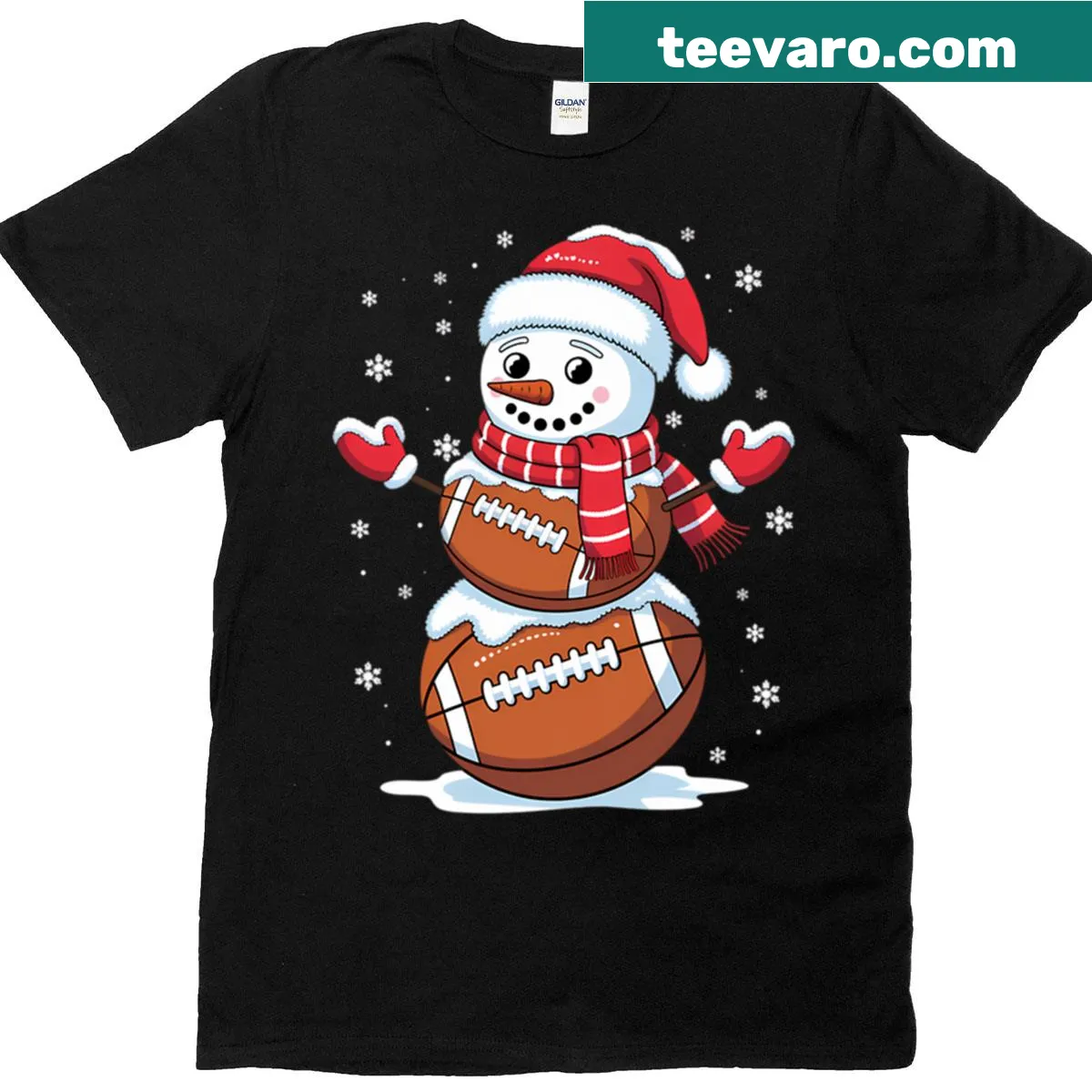 Holiday-themed football T-shirt for Christmas celebrations — on a men's t-shirt