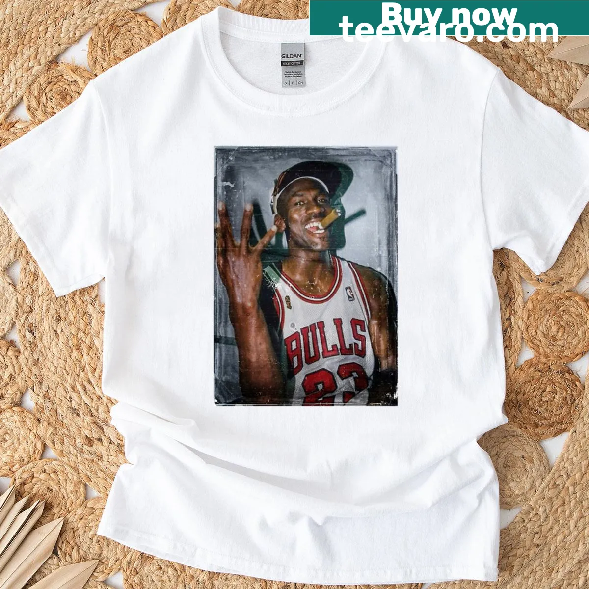 Illustrative t-shirt featuring Michael Jordan — on a men's t-shirt