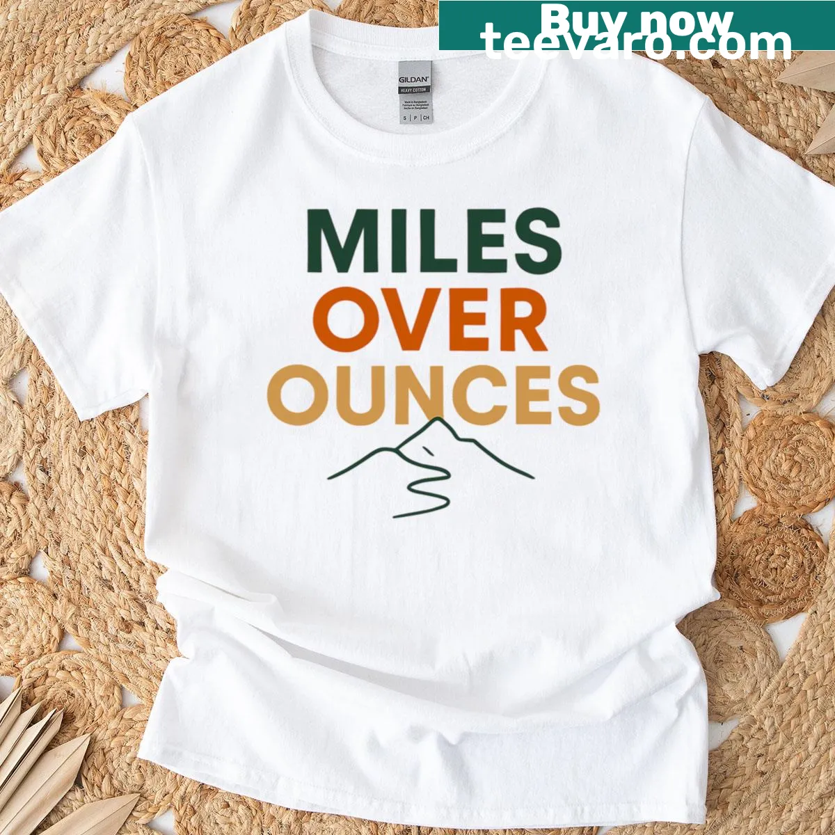 Typographic t-shirt celebrating ultralight backpacking philosophy — on a men's t-shirt