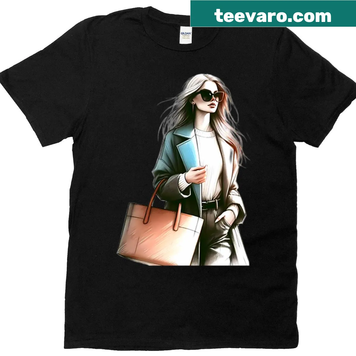 Chic crayon fashion illustration of women on T-shirt — on a men's t-shirt