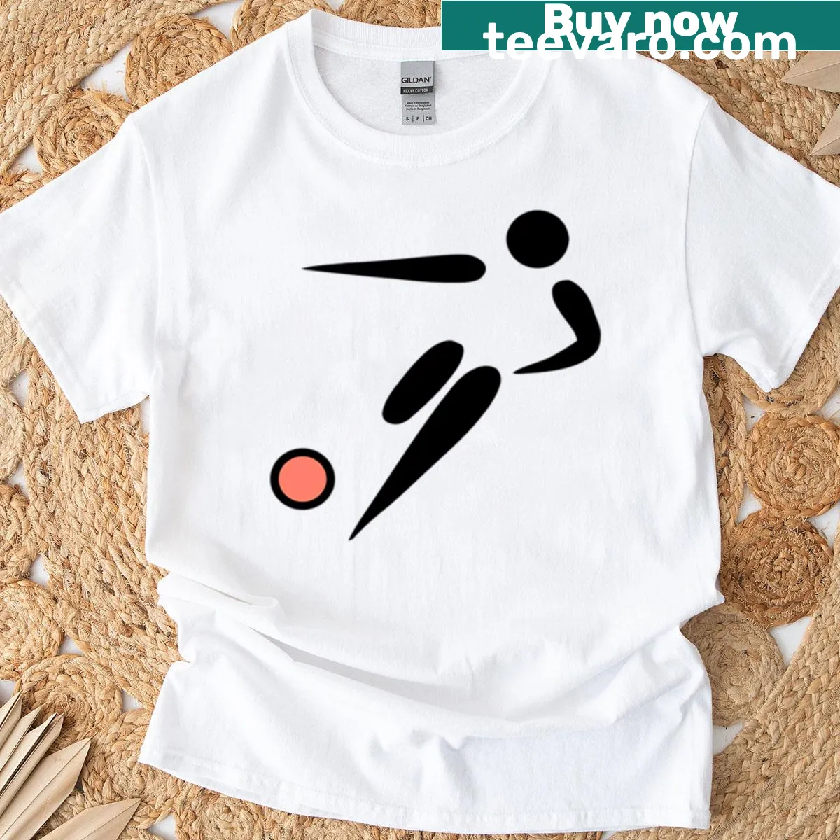 Minimalist soccer player illustration on a modern T-shirt — on a men's t-shirt