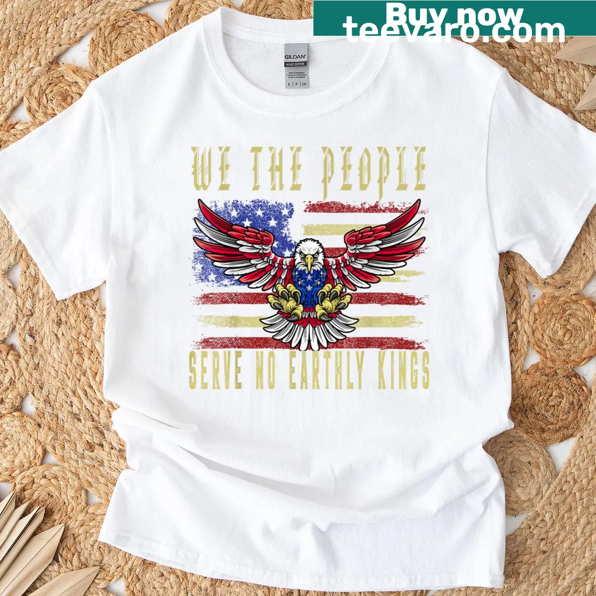 T-shirt with the phrase 'No Kings In America' promoting democracy — on a men's t-shirt
