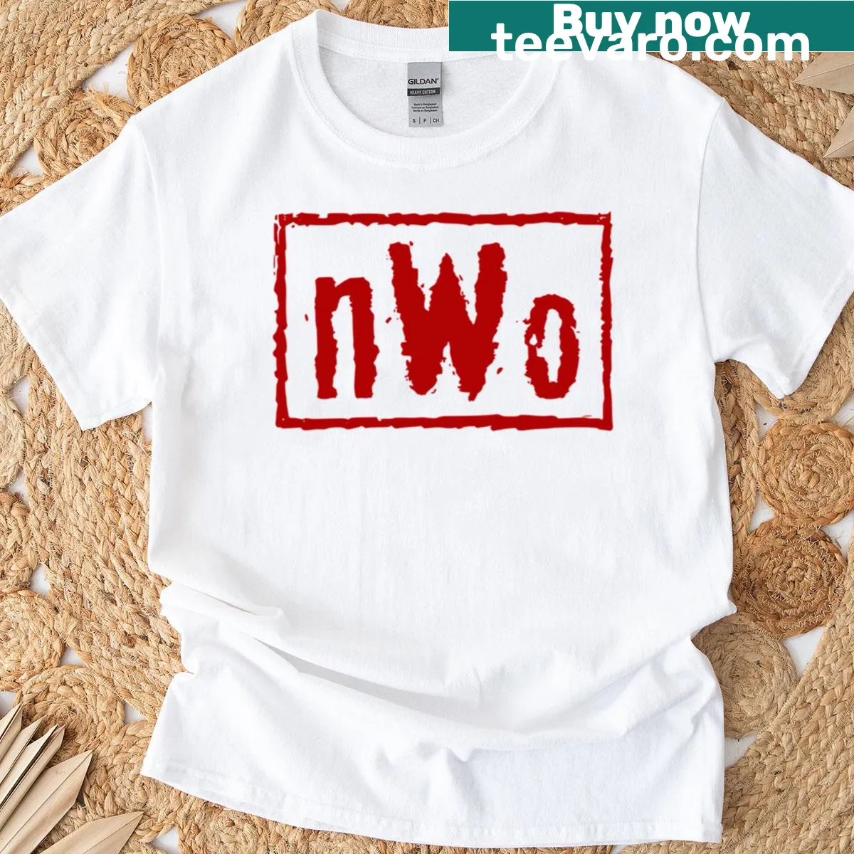 Retro wrestling shirt featuring the Wolfpac logo in black and red — on a men's t-shirt