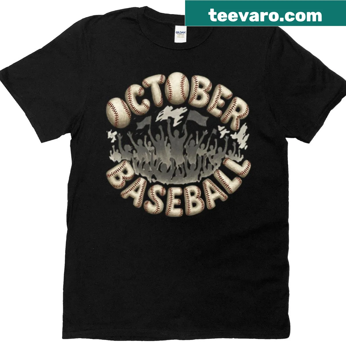 Illustrative baseball-themed T-shirt capturing the October sports spirit. — on a men's t-shirt